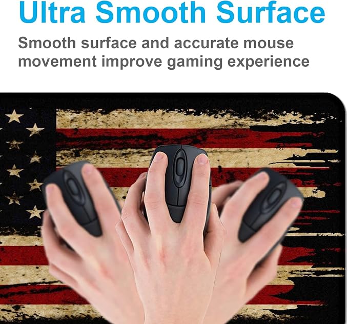 Retro American Flag XL Gaming Mouse Pad with Stitching Edge Laptop Desk Mat | Large Extended Mouse Pad; Full Desk Coverage; Waterproof Coating; Stable Anti-Slide Base For Gaming, Office, Study Daily Use - Image 5