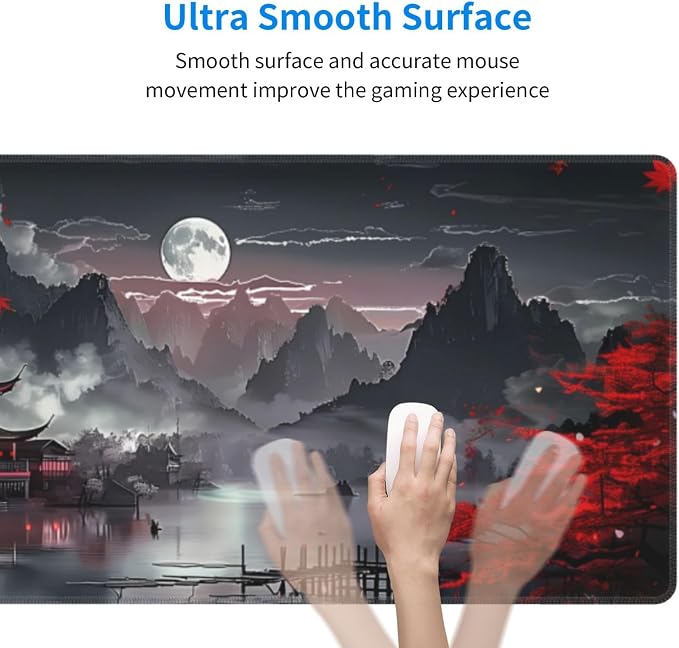 Extended Gaming Mouse Pad, Large Gaming Mouse Waterproof with Stitched Edges, Non-Slip Desktop Pad for Home and Office, Level Up Your 31.5x11.8 Inch… (Japanese Style) - Image 4