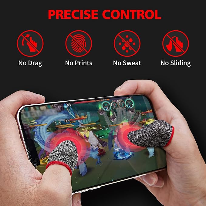 6 Pack Gaming Finger Sleeves Thumb Sleeve for Mobile Game Controller for PUBG Anti-Sweat Breathable Seamless (Charcoal Gray Blue) - Image 2