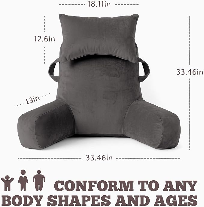 Reading Pillow for Bed,Back Pillow for Bed Sitting Up,Lumbar Support Pillow - Image 2