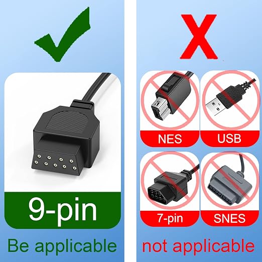 9 Pin Controller Extension Cable for AV 620 HD 621 HD 821 Classic Retro Game Console Plug and Play Wired Video Game Controller Gamepad Extension Cable 5.8FT 2-Pack Black - Image 4