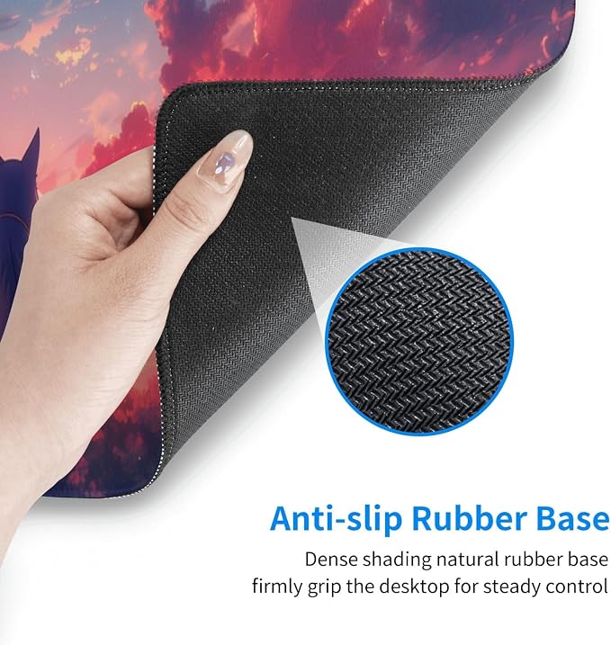 Gaming Mouse Pad Desk Pad,Extended Big Mouse Pad,31.5x11.8 Inch Long Computer Keyboard Mouse Mat Mousepad with 3mm Non-Slip Base and Stitched Edge for Gaming and Office… (Sunset Cat) - Image 5