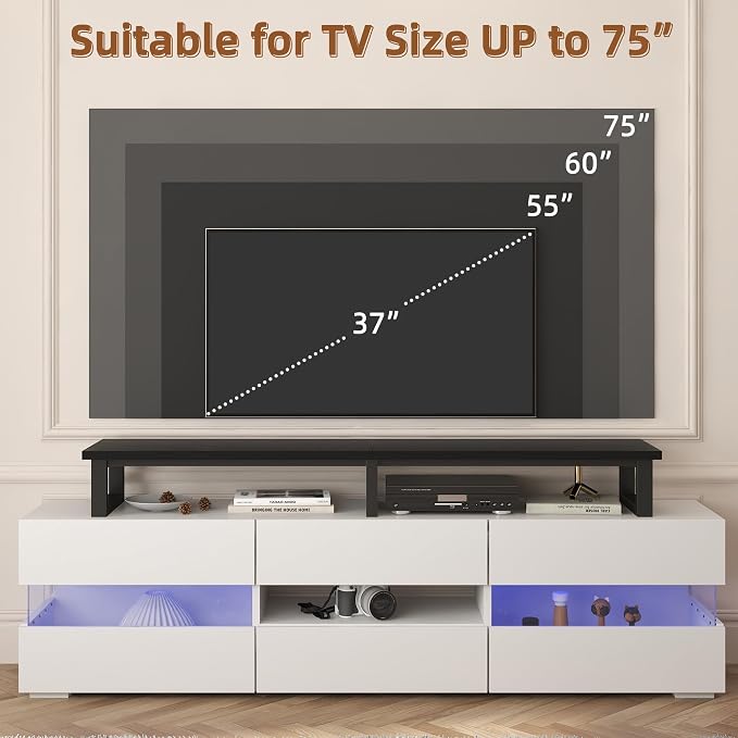YAOHUOO 59" Large TV Riser for 32-75 inch TV, TV Riser Stand Shelf,Black | Steel Legs,Tabletop TV Stand Riser for Home Office,Fit TV/Monitor/Laptop/Soundbar,6.5"Height,Holds up to 120lbs - Image 3