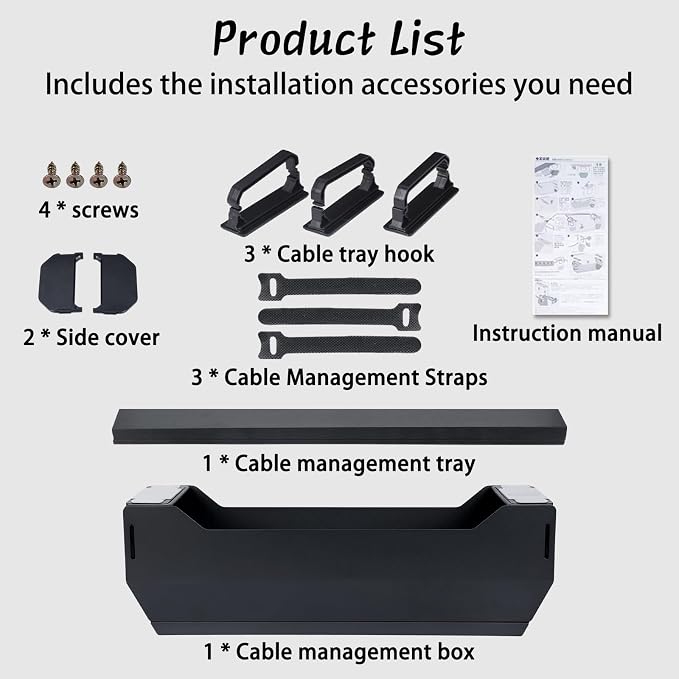 No Drill Under Desk Cable Management Tray,Hide Cords Desk - Image 9