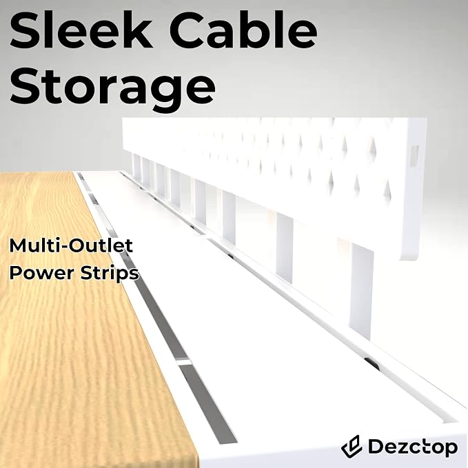 Dezctop Bifrost 120 47W x 28D Gaming PC Computer Desk with Shelves, Large Workstation for Gamers or Home Office with Pegboard, Built-in Cable Management, Stainless Steel Frame (Oak) - Image 6