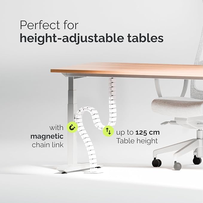 VALU Under Desk Cable Organizer, 49in - White, with Magnet - Image 2