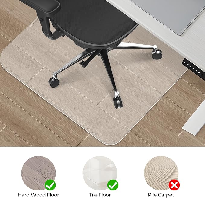 Chair Mat for Hard Floors, Computer Gaming Rolling Desk Chair Mat for Tile Floor, Small Floor Protection Mats for Home and Offic (Transparent, 48" x 36" Rectangle) - Image 2