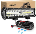 Nilight ZH411-A 12Inch 12 Inch 300W Triple Row Flood Spot Combo 30000LM Led Off Road Lights for Trucks with 16AWG Wiring Harness Kit,2 Years Warranty by Nilight