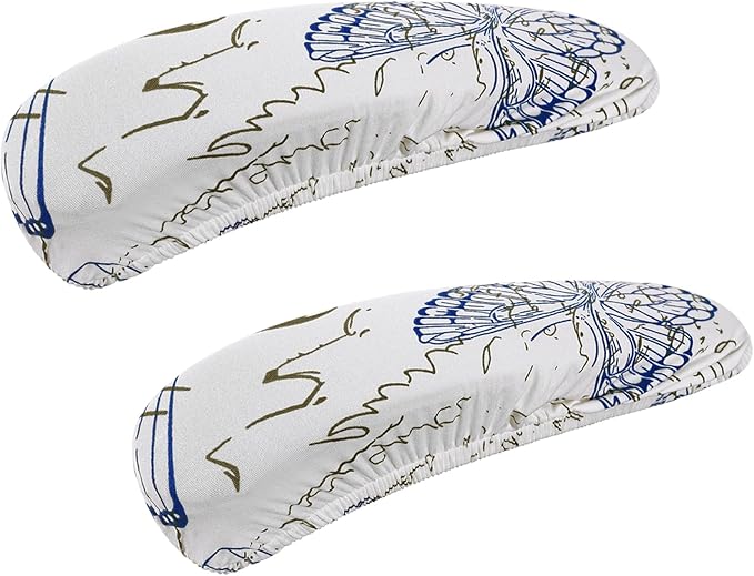 Smiry Stretch Printed Office Chair Armrest Covers, 2 Pcs, White | Soft Fit Removable Washable Computer Desk Chair Arm Covers Protector by Smiry