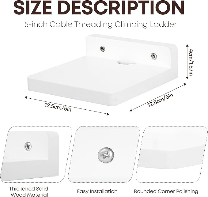 Small Floating Shelf for Wall,5 Inch Wooden Wall Shelf Set of 2,Mini Speaker, Baby Monitor,Cameras，Figurines Display Stand, for Bedroom, Gaming Room, Living Room, Bathroom, Office(White) - Image 3