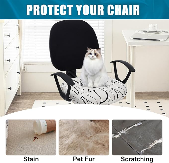 Smiry Stretch Printed Office Computer Desk Chair Seat Covers | Stretch Fit, Soft Fabric Universal Rotating Chair Cover, Washable Removable, Anti-Dust Seat Cushion Protector - Image 8