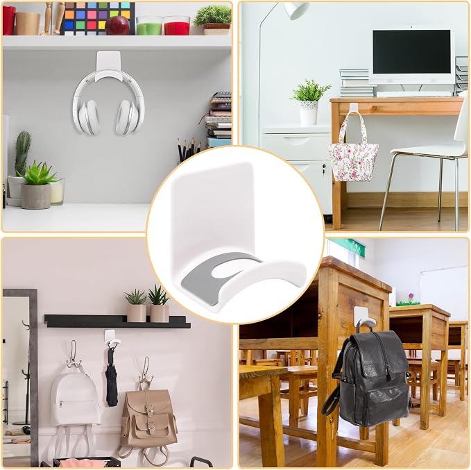 White Headphone Stand Hanger, Table Wall Mount Headset Holder Hook - Image 5