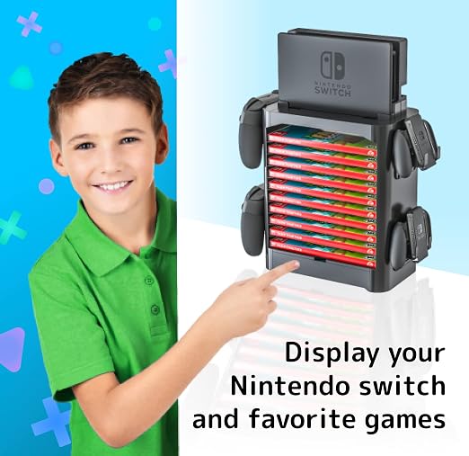 Skywin Game Storage Tower + Game Card Stand for Nintendo Switch - Game Holder Disk Rack and Controller Organizer and a Card Case that Hold Up to 28 Games - Image 8