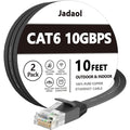 Jadaol Cat6/Cat6A Ethernet Cable 10FT 2Pack Flat 10Gbps Network Cable Black by Jadaol
