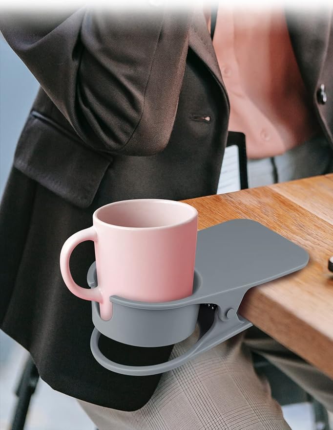 1PCS Clip on Drink Holder for Beach Chair, Desk Cup Holder with Groove - Image 5