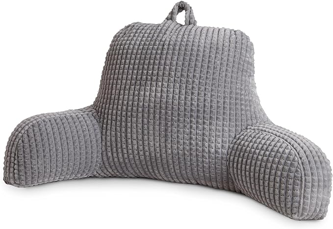A Nice Night Grey 17" Bed Wedge Reading Pillows with Arms for Sitting by ANICENIGHT