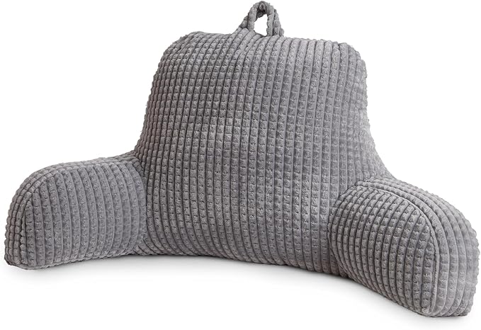 A Nice Night Grey 18.5" Bed Wedge Reading Pillows with Arms for Sitting by ANICENIGHT