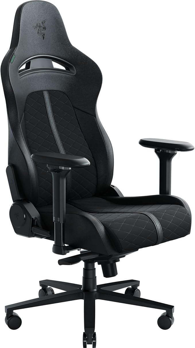 Razer Enki Gaming Chair, Built-in Lumbar Arch, All-Day Comfort, Black | Optimized Cushion Density, Dual-Textured, Eco-Friendly Synthetic Leather, Adjustable 152-degree Recline by Unknown