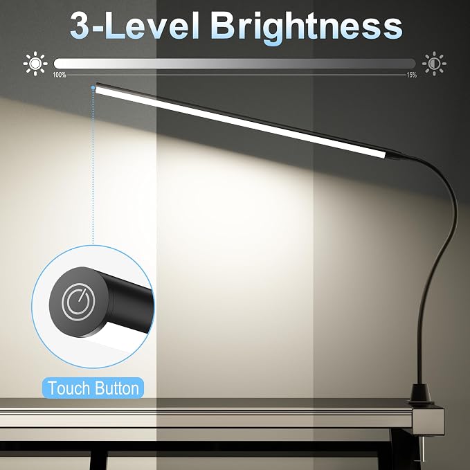 deeloop 20" Ultra Long LED Desk Lamp, 950LM Clamp Light, Wide Workspace - Image 4