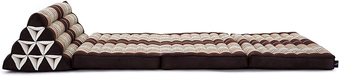 Leewadee 3-Fold Mat XXL with Triangle Cushion – Firm TV Pillow, Foldable Mattress with Cushion Made of Kapok, 67 x 31 inches, Brown - Image 8