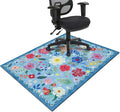 Office Chair Mat for Hardwood & Tile Floor,Boho Floral 36"x48" Computer Chair Mat for Rolling Chairs Carpet,Under Desk Non Slip Gaming Rug,Low-Pile Rubber Backing Large Protector Mat(Blue) by puwbnhj