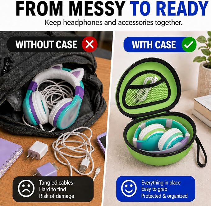 ANKHOH Kids Headphone Case for eKids, for Beats Solo4 Headphones, Green - Image 4