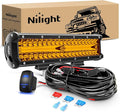 Nilight Led Light Bar 12 Inch Amber 300W Spot Flood Combo Waterproof Triple Rows Off Road Fog Light with 5Pin Rocker Switch Wiring Harness Kit-1 Lead by Nilight
