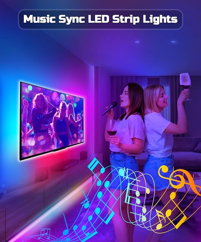 TV LED Backlight, 23ft TV LED Lights for 75-100 inch,RGB TV Backlight Behind,USB Strip Lights Behind TV, Color Changing Sync with Music, Bluetooth App Controlled Led Lights for Bedroom Home Decor - Image 5