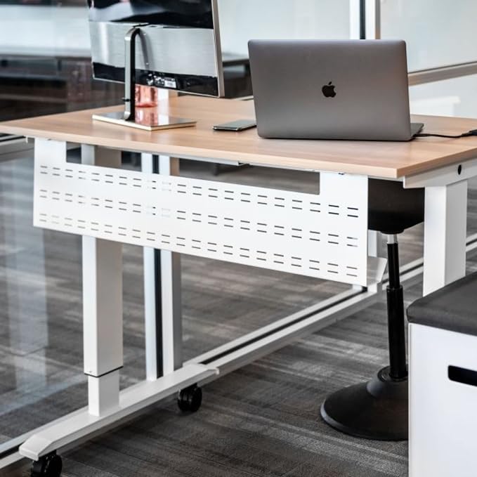 Stand Up Desk Store Under Desk Cable Management Tray Horizontal Computer Cord Raceway and Modesty Panel (White, 39") - Image 2