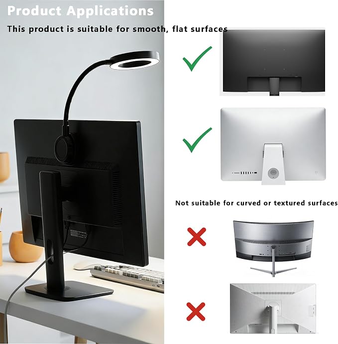 Ring Light for Computer Monitor,Suction Cup Small Desk Lamp for Office Home - Image 8