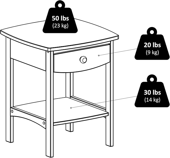 Winsome 22 x 18 x 18-Inch Wood Curved End Table/Night Stand with One Drawer, Brown (94918) - Image 8
