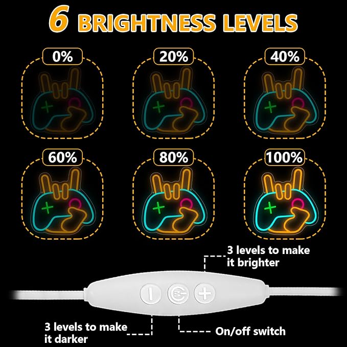 Gamer Neon Sign, Gaming Neon Signs Gamepad LED Light, LED Wall Sign, Neon Sign for Wall for Game Room Decor, Boys Bedroom Wall Decor, Cool Gamer Gifts for Teens, Best Gamer Gifts for Teenage Boys - Image 5