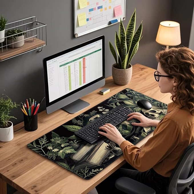 Gothic Dark Botanical Large Gaming Mouse Pad Desk Mat 31.5"x15.7" | Extended Mousepad, Non-Slip Rubber Base , Stitched Edges, for Computer/Laptop/Office/Home - Image 3