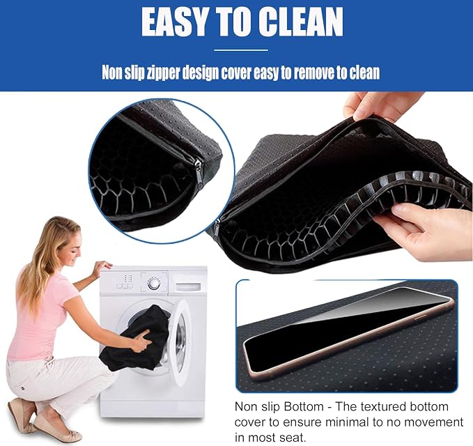 Gel Seat Cushion for Long Sitting Pressure Relief (Super Large&Thick) - Wheelchair Cushion for Pressure Sores, Coccyx, Sciatica, Back Pain Relief - Non-Slip Butt Pillow for Office, Home, Car - Image 6