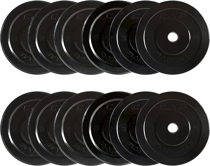 CAP 2-inch Olympic Bumper Plate Weight Set | 100-370 lbs | Multiple Colors | Storage Rack Optional by CAP