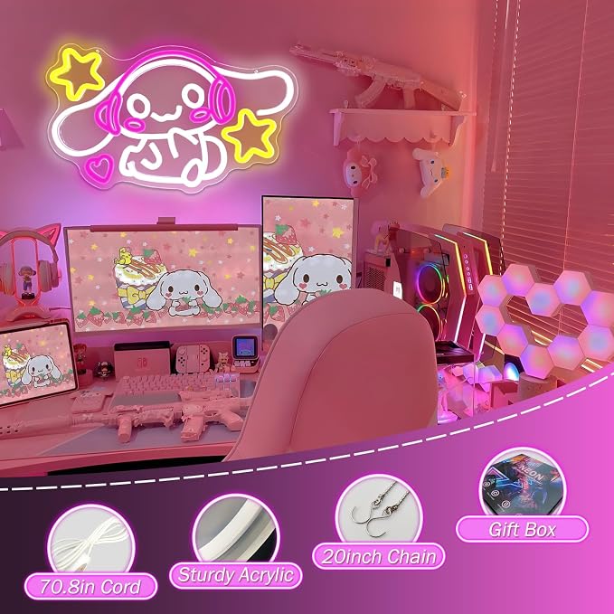 Anime Neon Sign Anime Neon Light Up Signs for Wall Decor Cartoon LED Signs for Bedroom Girls Room Home Cute Neon Wall Signs Decoration Gifts for Kids Children - Image 5