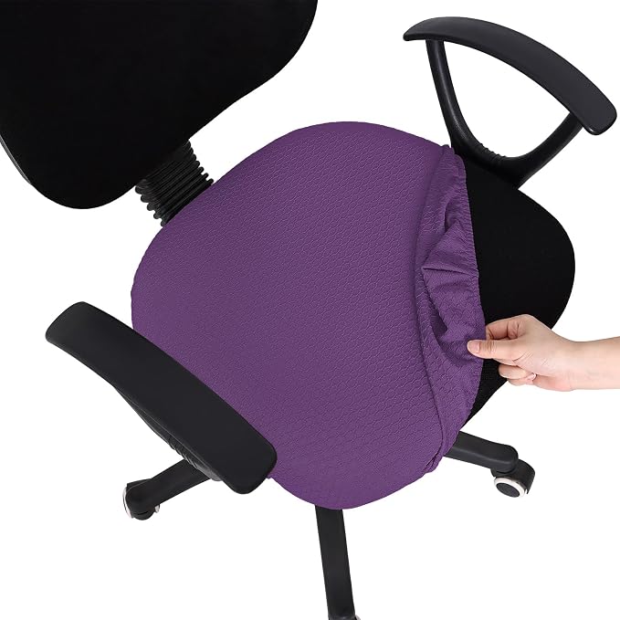 Smiry Office Computer Chair Seat Covers for Desk, Anti-dust Protector | Stretch Jacquard Removable Washable Desk Chair Seat Cushion Protectors, Purple by Smiry