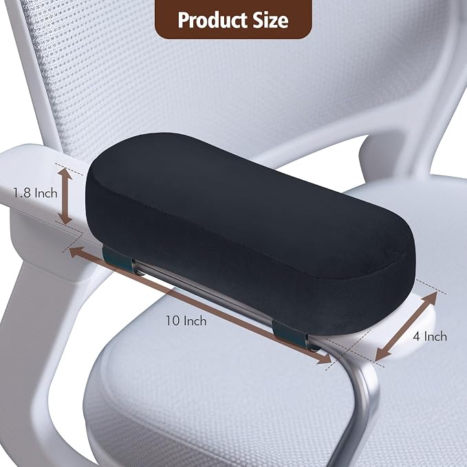 2-Pack Non-Slip Armrest Pads for Office & Gaming Chairs - Ergonomic Forearm Support Pillow for Desk, Computer & Wheelchair, Pressure Relief Cushions (Black) - Image 2