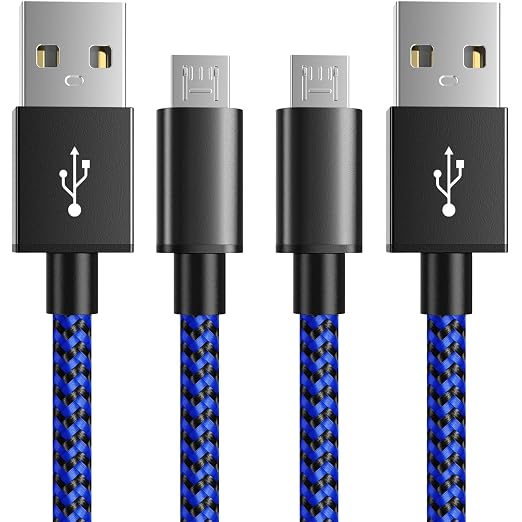 6amLifestyle PS4 Charger Cable, 10ft 2 Pack Micro USB Cable, Nylon Braided Cord, for PS4 Slim/Pro, Xbox One S/X Controller, Micro Ports Accessories Kit, Blue by 6amLifestyle