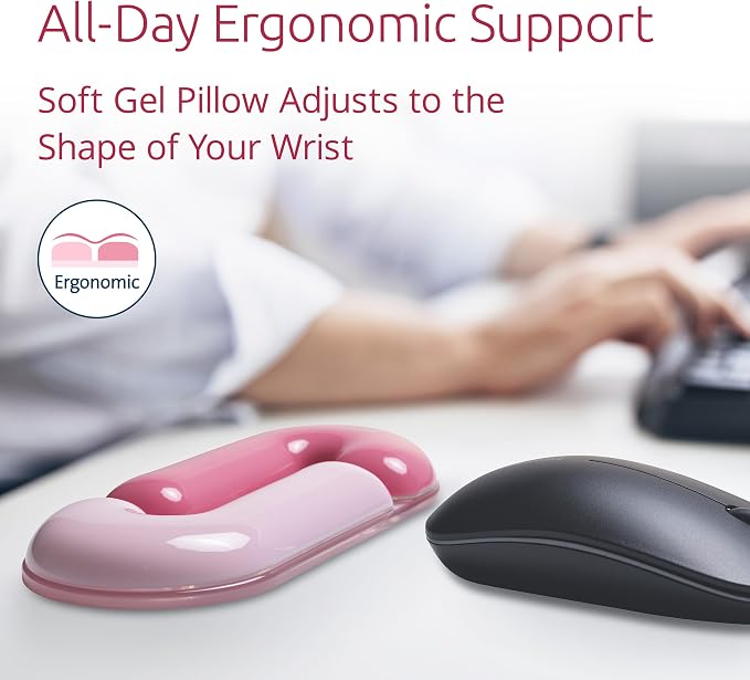 Kensington Gel Mouse Wrist Rest Support Cushion for Mice & Trackballs, Duo Gel Ergonomic Mouse Wrist Support for Pain Relief, Comfortable Non-Skid, Loop Pink 7.4" x 3.27" x 0.7" K62828WW - Image 2