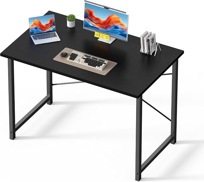 OLIXIS 44 Inch Computer Office Desk for Small Spaces, Writing Gaming Work Desk Modern Study Table with Metal Frame Home Bedroom, Black by OLIXIS