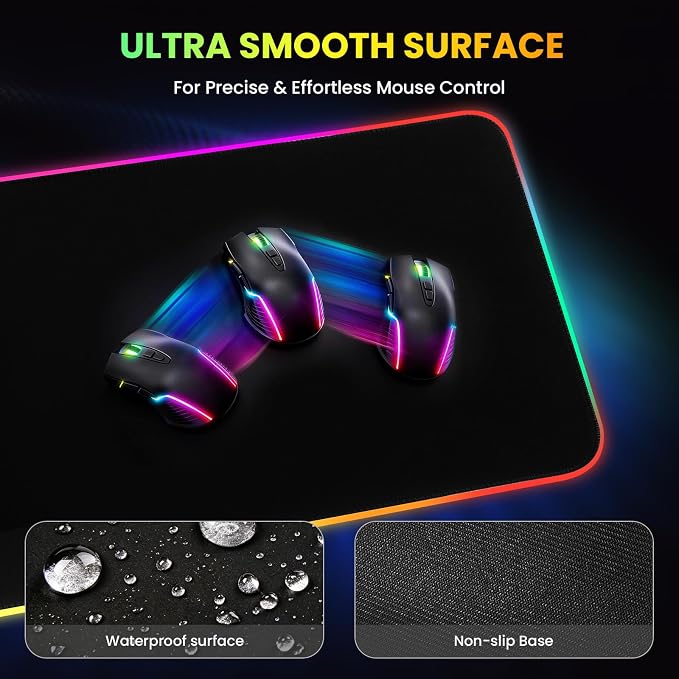 Gimars Upgrade 3 in 1 RGB Mouse Pad with 15W Magnetic Fast Wireless Charging, 31.5x11.8x0.16in Gaming Mousepad, 15 Color Modes, Waterproof Non-Slip XXL Desk Mat with Smooth Surface for Home Office PC - Image 7