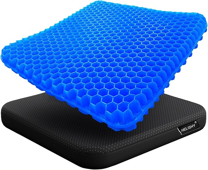 Gel Seat Cushion - Non-Slip Egg Seat Cushion Chair Pads - Office Chair Car Seat Cushion for Sciatica & Back Pain Relief - Coccyx Cushion for Home, Wheelchair, Computer, Desk Chair, Truck by Helishy