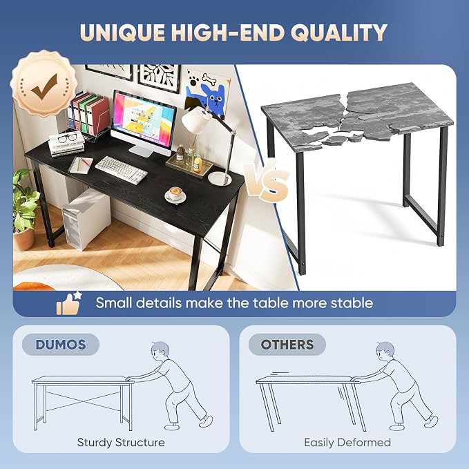 DUMOS 47 Inch Small Computer Desk, Gaming Desks for Home Office Bedroom - Image 5