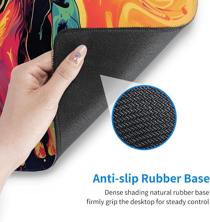 Gaming Mouse Pad Desk Pad,Extended Big Mouse Pad,31.5x11.8 Inch Long Computer Keyboard Mouse Mat Mousepad with 3mm Non-Slip Base and Stitched Edge for Gaming and Office… (Watercolor Skull) - Image 5