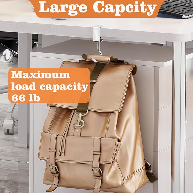 6 Pcs Adjustable Table Hooks for Hanging Bags, Heavy Duty Metal Backpack Hooks for Desk - Image 4