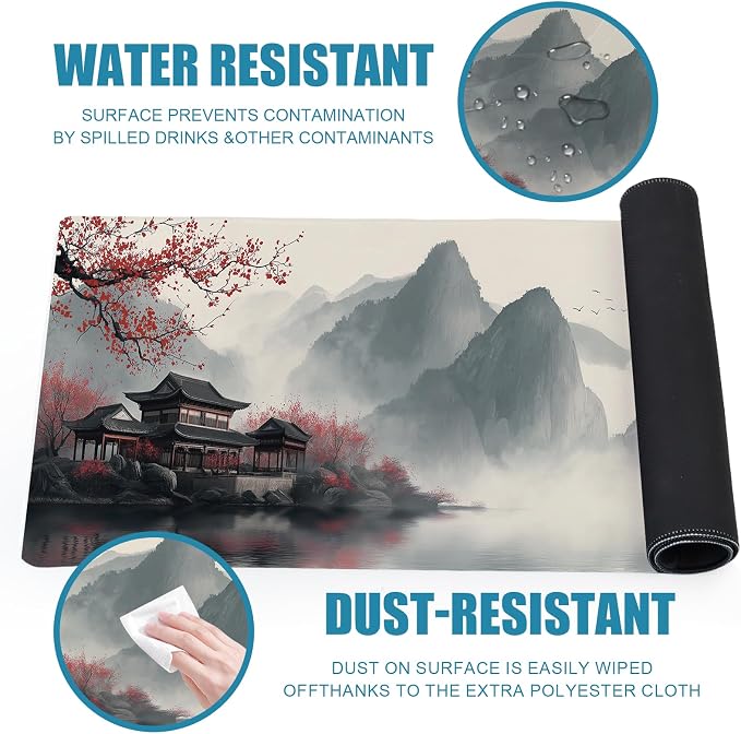 Japanese Large Mouse Pad, Gaming Mousepad Big XL Extended Non-Slip Stitched Edges, Desk Mat, Laptop Computer Keyboard Pad for Desktop Decor Office Home, 31.5x11.8in - Image 6