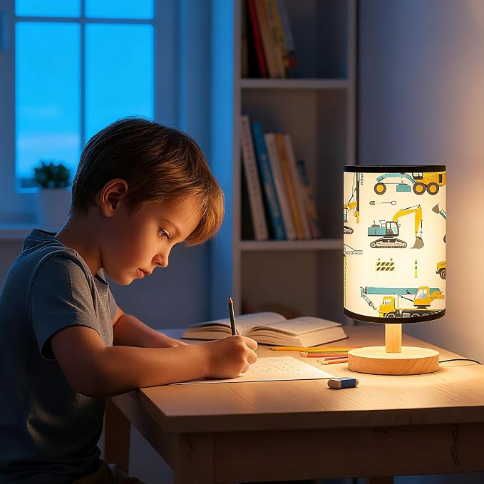 Glooglitter Construction Truck Table Lamp Gifts 3 Colors Dimmable Lights Construction Room Bedroom Decor 9.72 x 5.12 Inch Excavator Night Light Bedside Lamps Decoration for Bedroom Desk Birthday Gifts - Image 3