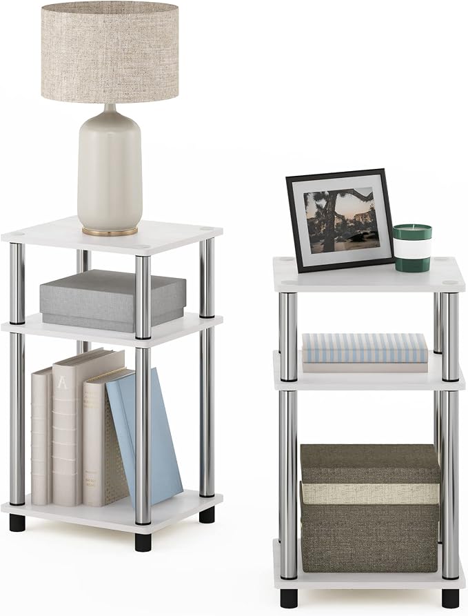 Furinno JUST Toolless 3-Tier Side Table Set of 2, Open Shelf, White Oak - Image 6