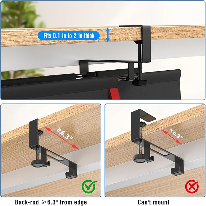 No Drill Under Desk Cable Management Tray, 28" Cord Management Tray with Cable Loop, Upgraded Oxford Fabric Wire Management for Standing Desk - No Damage to Table - Image 4